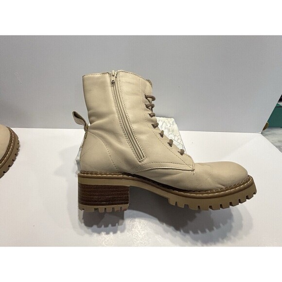 Bertuchi Combat Boots Womens Soft Leather Beige Zip Up Traction Heel Sz 9 - Picture 7 of 15